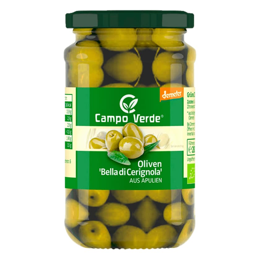 Campo Verde demeter Bio grüne Oliven Bella di Cerignola 180g